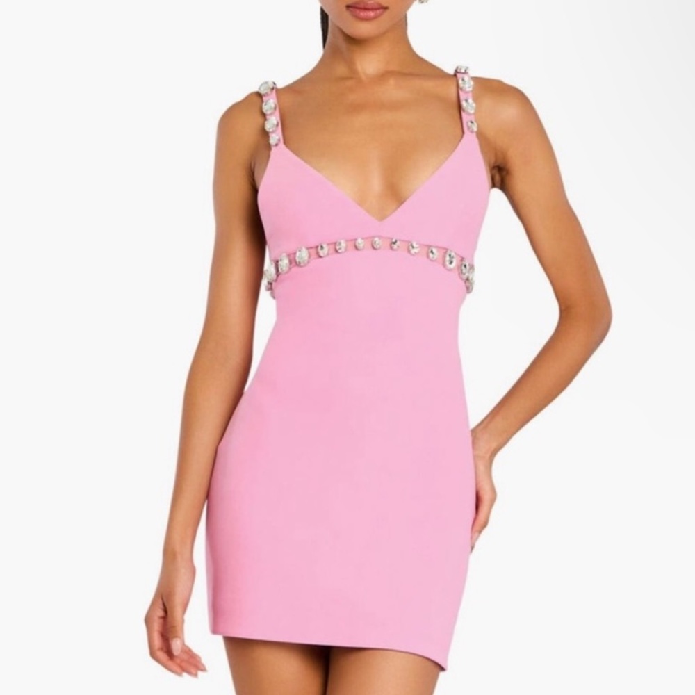 NWT RETROFETE PINK POLLY RHINESTONE DIAMOND DRESS MINI MEDIUM *one stone missing